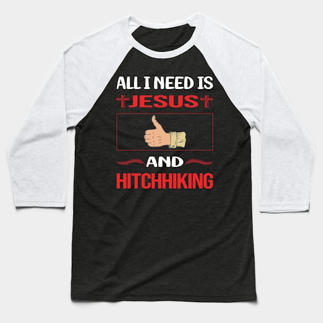 Funny Jesus Hitchhiking Hitchhiker Baseball T-Shirt by lainetexterbxe49